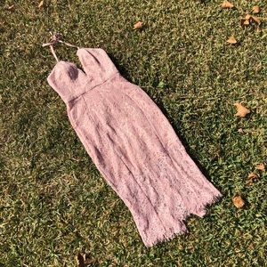 House of Cb pink lace halter midi dress